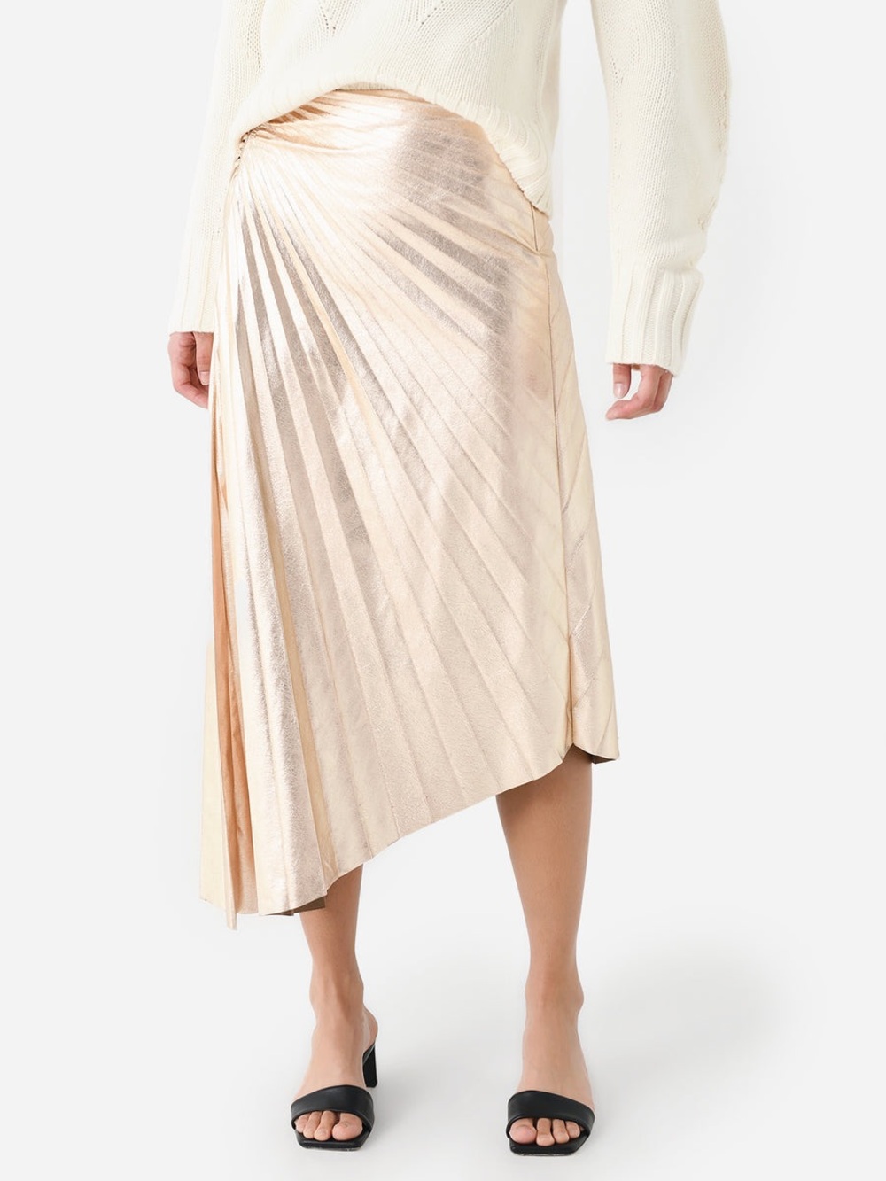 A.L.C. Metallic Gold Pleated Wrap Midi Skirt - 80% off MSRP!!! - Picture 2 of 4